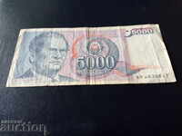 Yugoslavia bancnotă 5000 dinari de calitate VF 1985