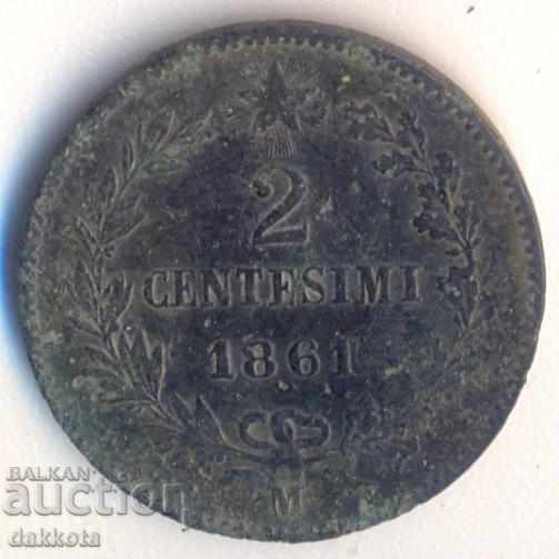Италия 2 чентизими 1861M