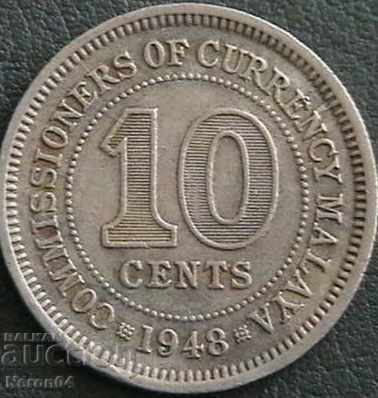 10 centi 1948, Malaya