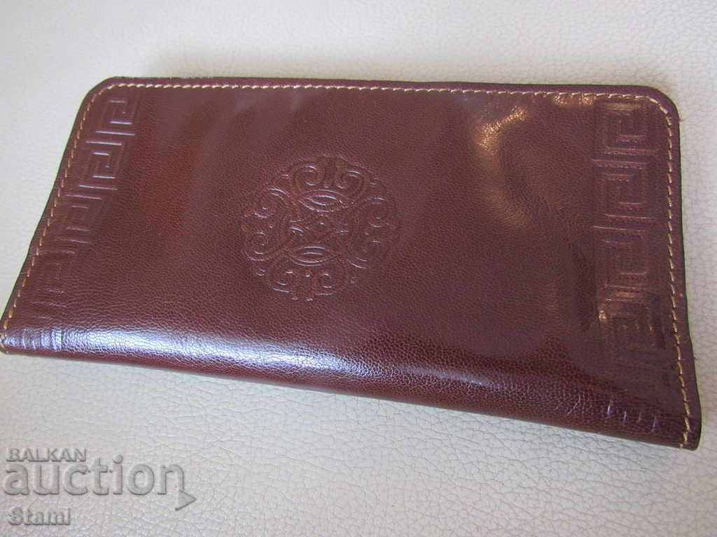 Wallet from brown leather, new, Mongolia