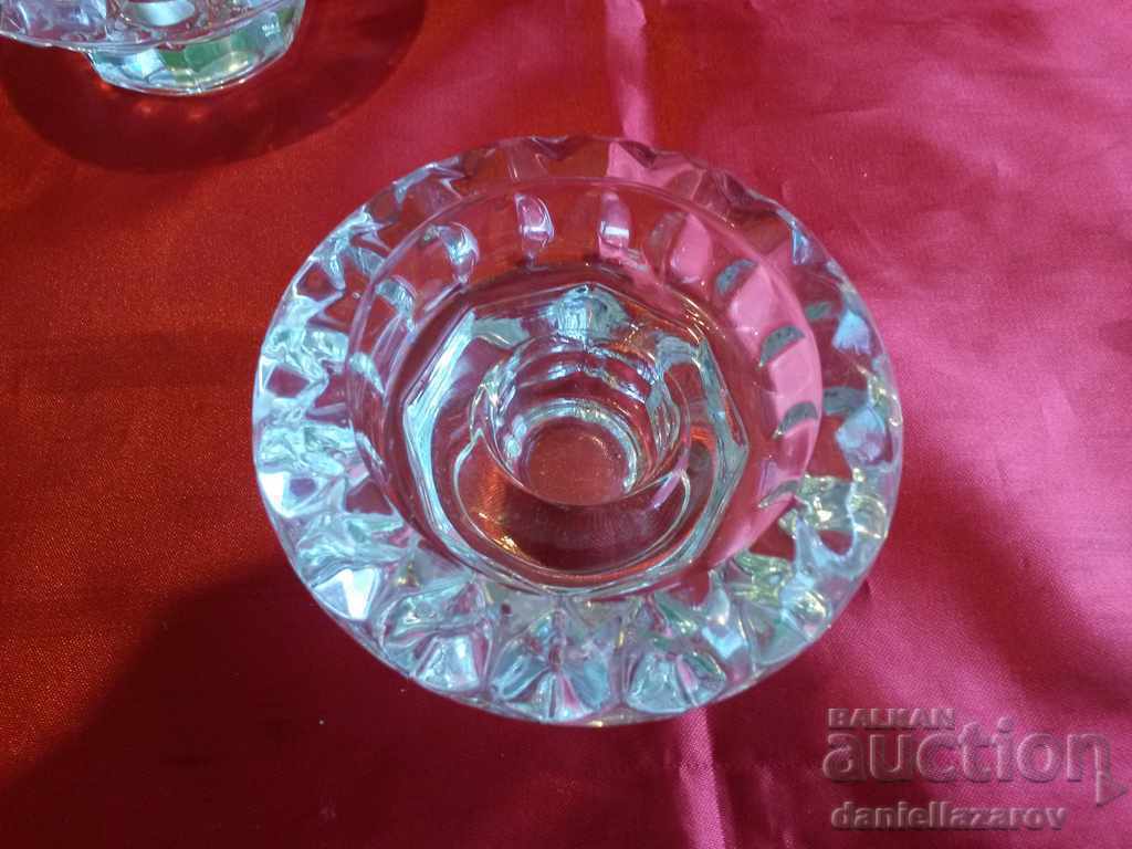 Auction  Set Crystal Glass Candlesticks