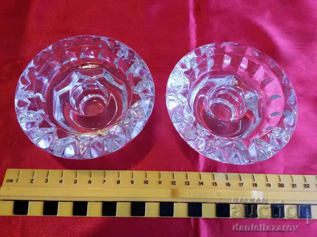 Set Crystal Glass Candlesticks - 5