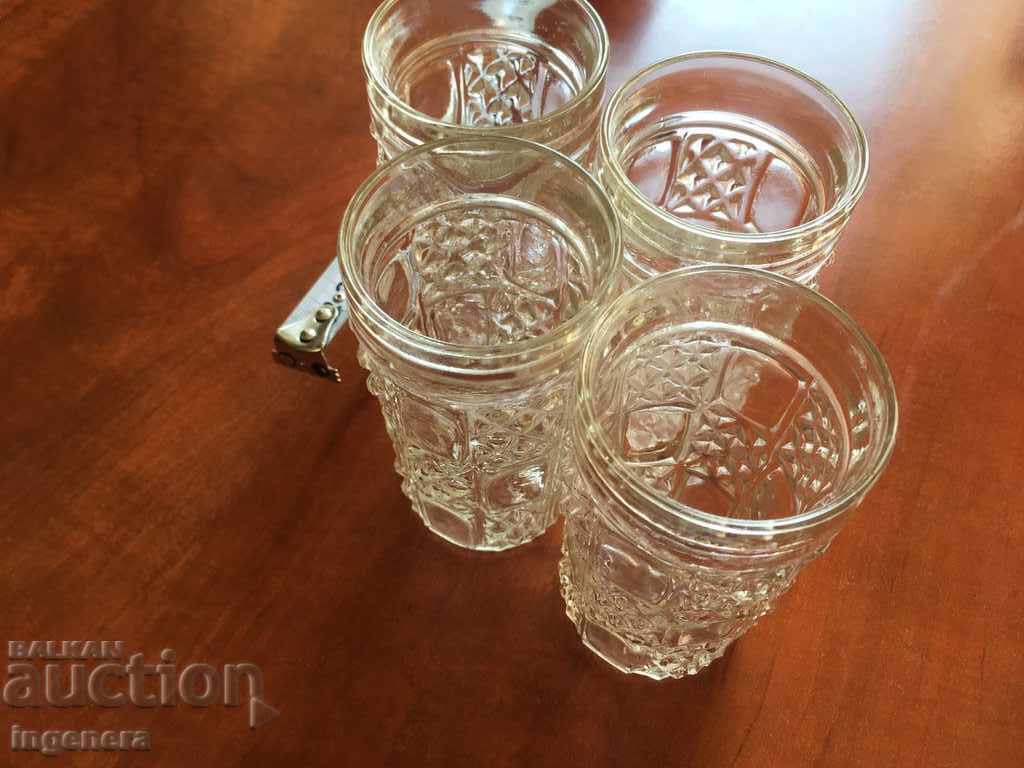 Auction  GLASS THICK RELIEF GLASS FROM SOCA-250 ML-4 PCS