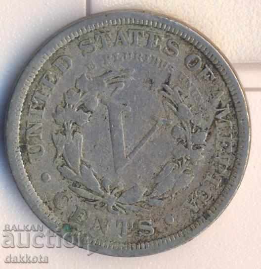 US 5 cents 1910 year