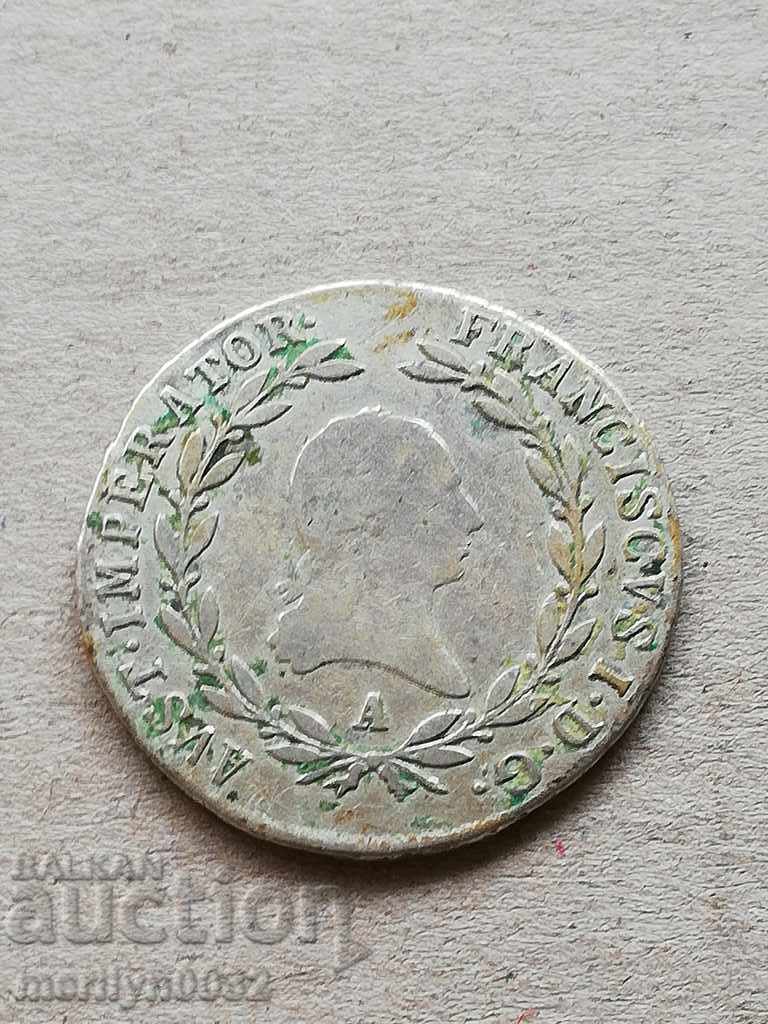 Delivery of 20 Kreuzer Francis 1808 Year Silver Silver Coin Delivery of 20 Kreuzer Francis 1808 Year Silver Silver Coin