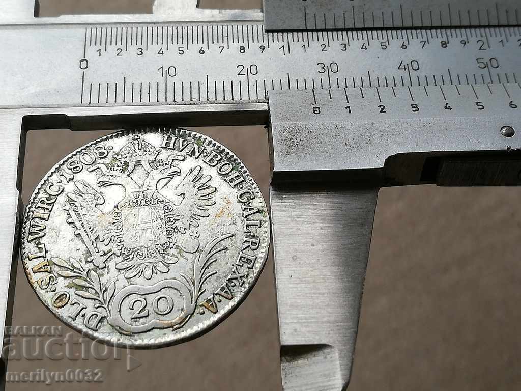 20 Kreuzer Francis 1808 Year Silver Silver Coin - 7 20 Kreuzer Francis 1808 Year Silver Silver Coin - 7