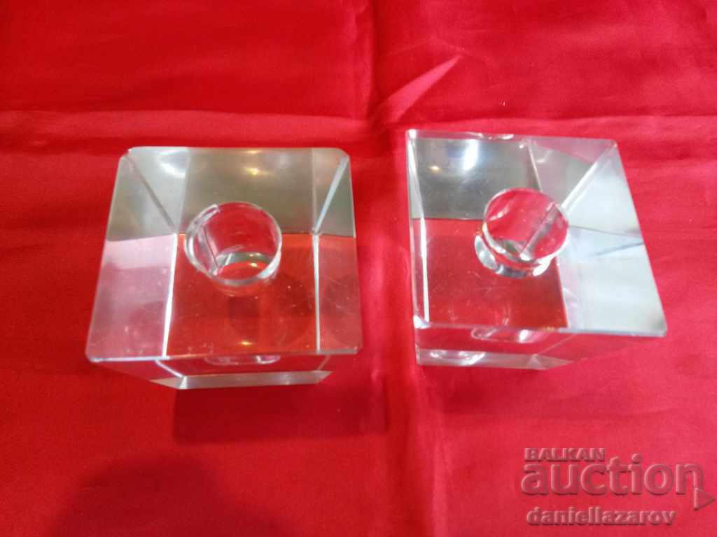 Auction Candlestick Crystal Glass Set Auction Candlestick Crystal Glass Set