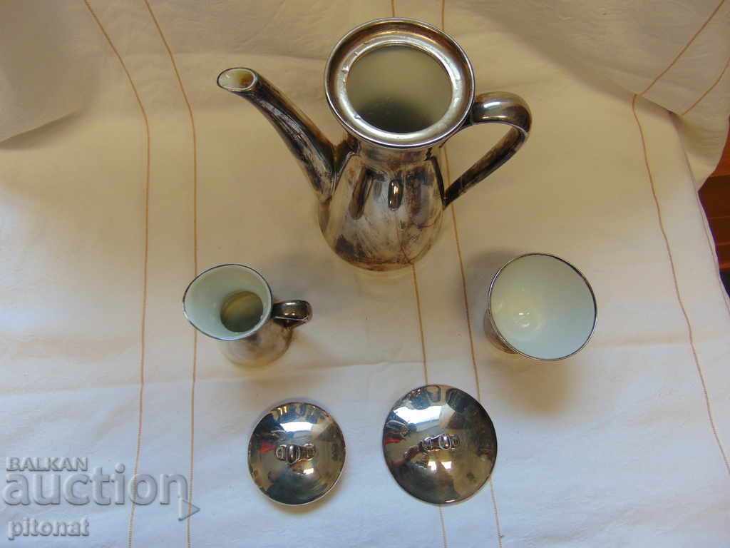 Auction Antique silver plated WMF porcelain Auction Antique silver plated WMF porcelain