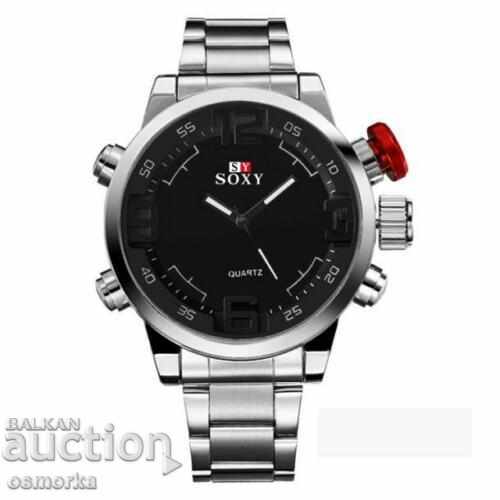 Soxy men's wristwatch with large body and chain new with price 20.00 BGN | € 10.23 Soxy men's wristwatch with large body and chain new with price 20.00 BGN | € 10.23