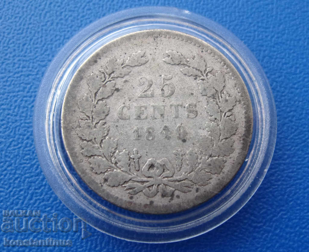 Olanda 25 de cenți 1849 de argint Foarte rare cu preț € 13.29 | 25.99 BGN