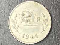 2 francs Belgium 1944 zinc Second World War