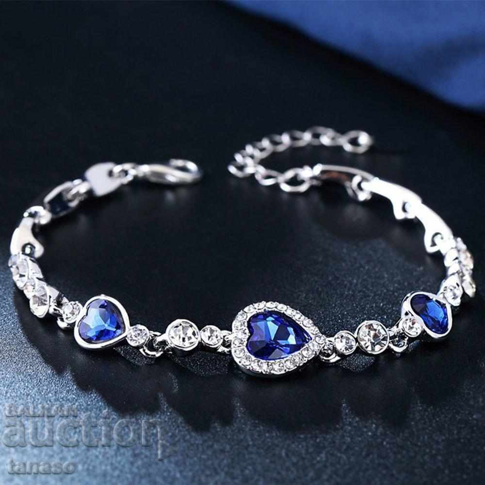 Bracelet, Swarovski crystals, hearts - 5 Bracelet, Swarovski crystals, hearts - 5