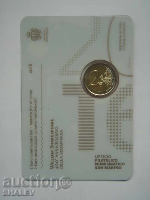 Delivery of 2 Euro 2016 San Marino "Shakespeare" /1/ San Marino (2 euros)