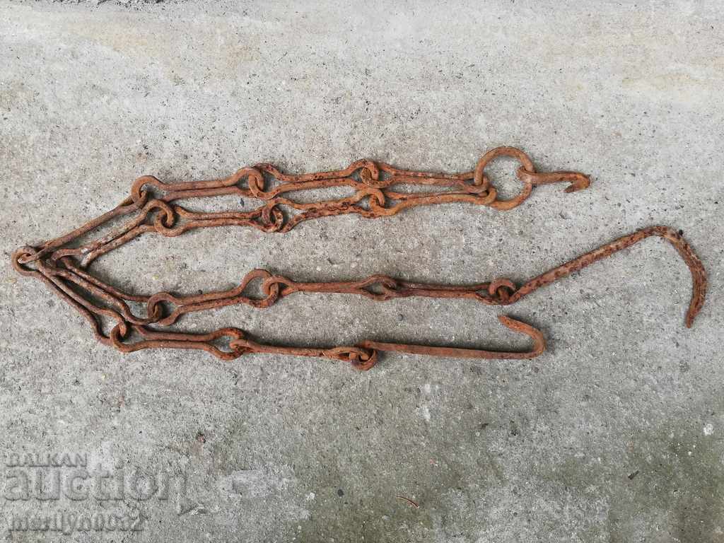 Old forged chain with hook, hearth for hearth chain hook with price 39.00 BGN | € 19.94 Old forged chain with hook, hearth for hearth chain hook with price 39.00 BGN | € 19.94