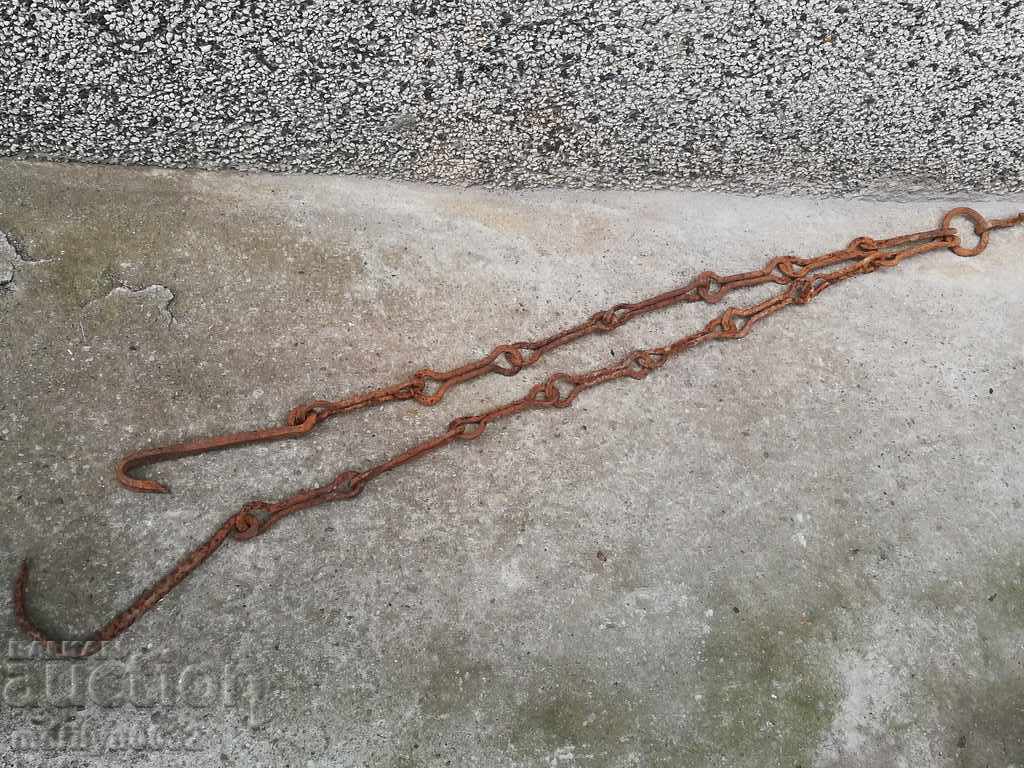 Delivery of Old forged chain with hook, hearth for hearth chain hook Delivery of Old forged chain with hook, hearth for hearth chain hook