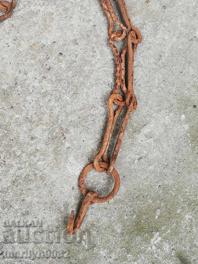 Old forged chain with hook, hearth for hearth chain hook - 5 Old forged chain with hook, hearth for hearth chain hook - 5