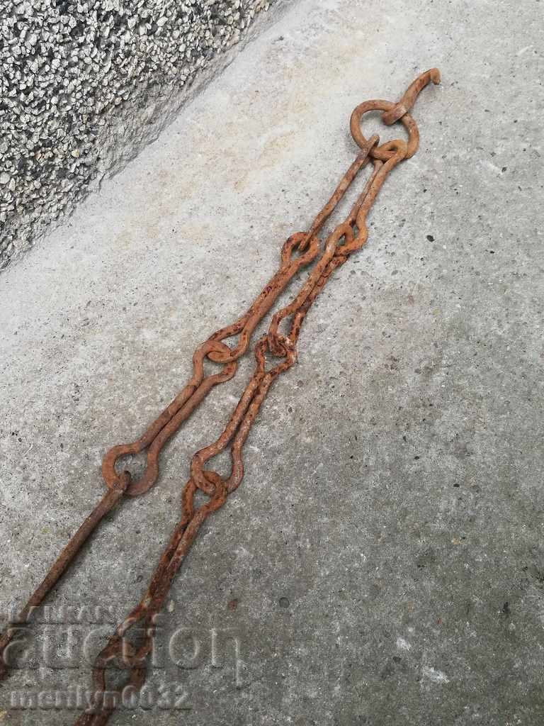 Old forged chain with hook, hearth for hearth chain hook - 7 Old forged chain with hook, hearth for hearth chain hook - 7