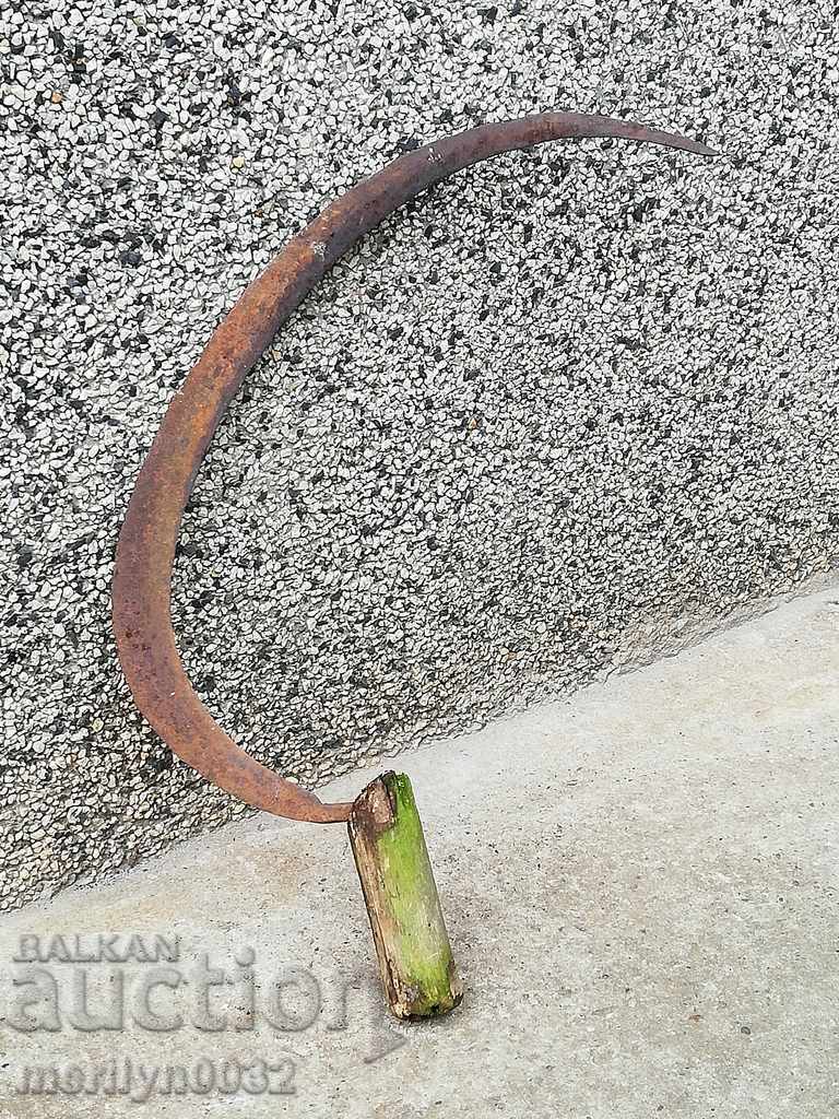 Old scythe sickle, blade, wrought iron - 6