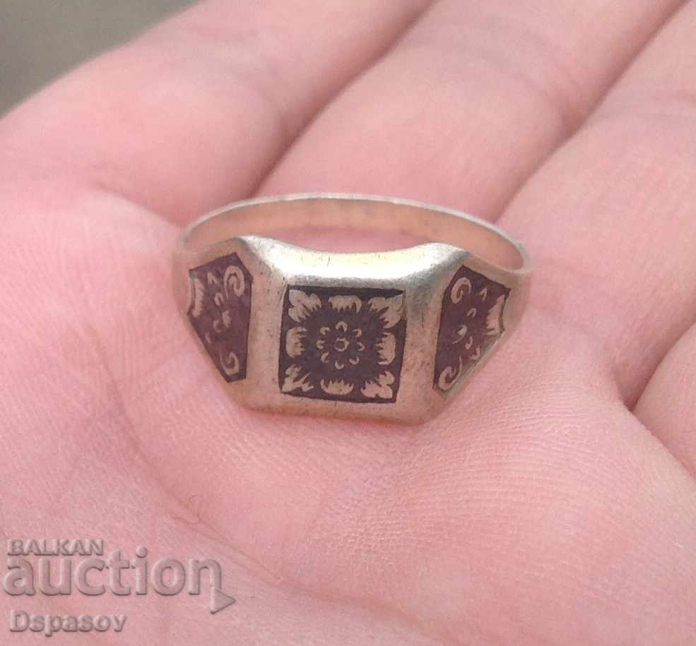Ancient Silver 875 Russian Ring with Neilo