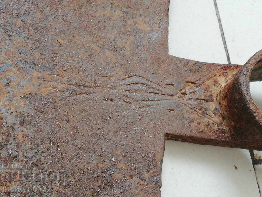 Old pick, agricultural instrument, chapel, wrought iron with price 29.00 BGN | € 14.83 Old pick, agricultural instrument, chapel, wrought iron with price 29.00 BGN | € 14.83
