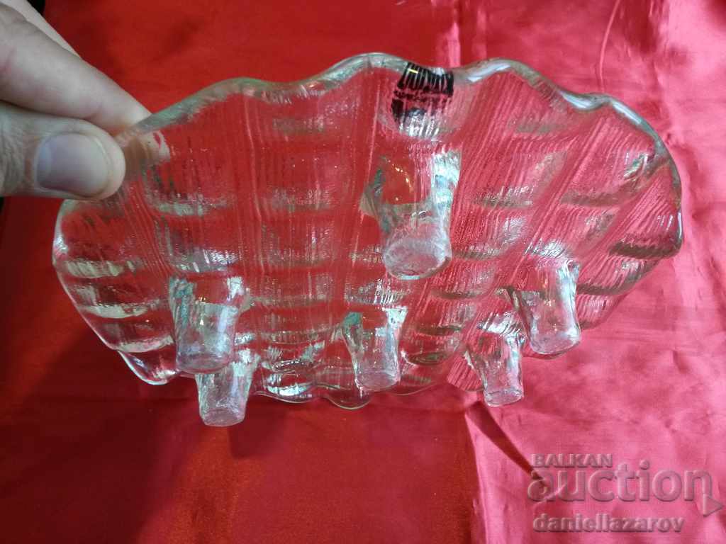 Rare Beautiful Candlestick Crystal Glass Muura Finland 6th - 5 Rare Beautiful Candlestick Crystal Glass Muura Finland 6th - 5