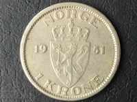 1 krona Norvegia 1951