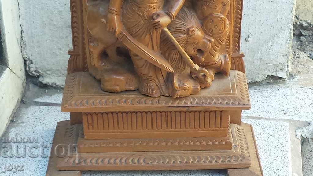 Auction 19TH CENTURY INDIAN WAR GODDESS DURGA WOODEN STATUETTE Auction 19TH CENTURY INDIAN WAR GODDESS DURGA WOODEN STATUETTE