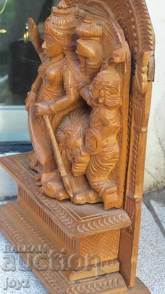 19TH CENTURY INDIAN WAR GODDESS DURGA WOODEN STATUETTE - 5 19TH CENTURY INDIAN WAR GODDESS DURGA WOODEN STATUETTE - 5