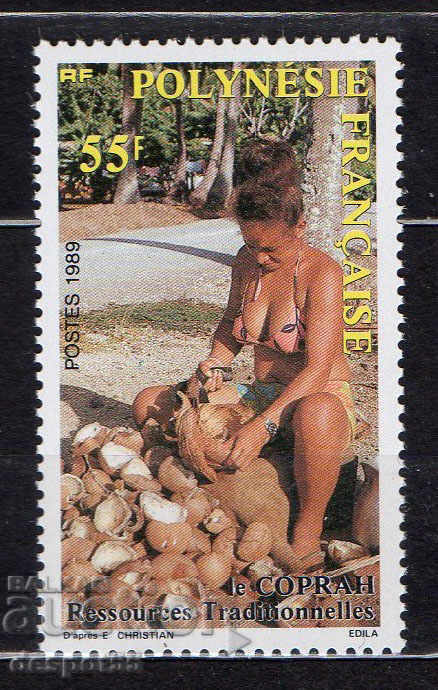 1989. French Polynesia. Coconut processing.
