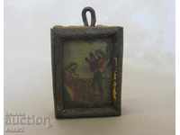 19th Century Miniature Embroidered Icon Imperial Russia