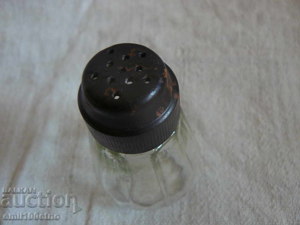 An old glass salad with a bakelite cap with price 4.00 BGN | € 2.05 An old glass salad with a bakelite cap with price 4.00 BGN | € 2.05