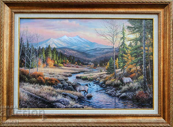 Landscape with deer, picture Landscape with deer, picture