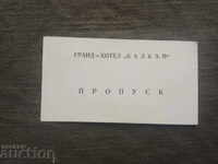 Bilet de intrare Grand Hotel "Balkan"