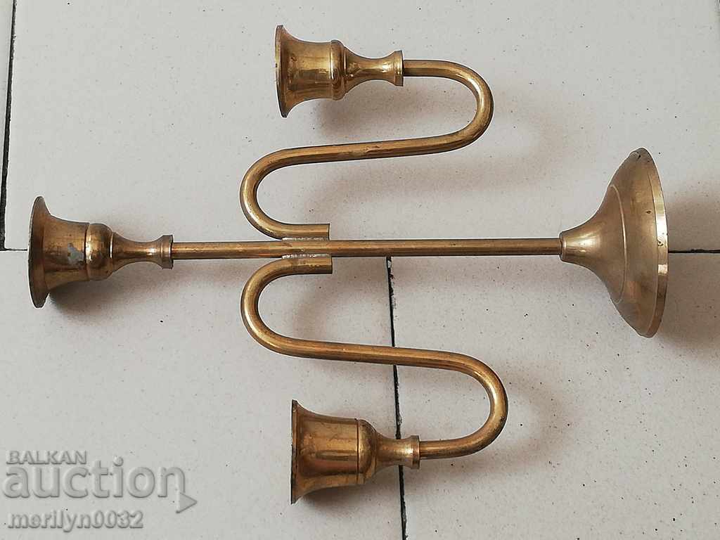 An old candle made of brass candle, candelabra - 6