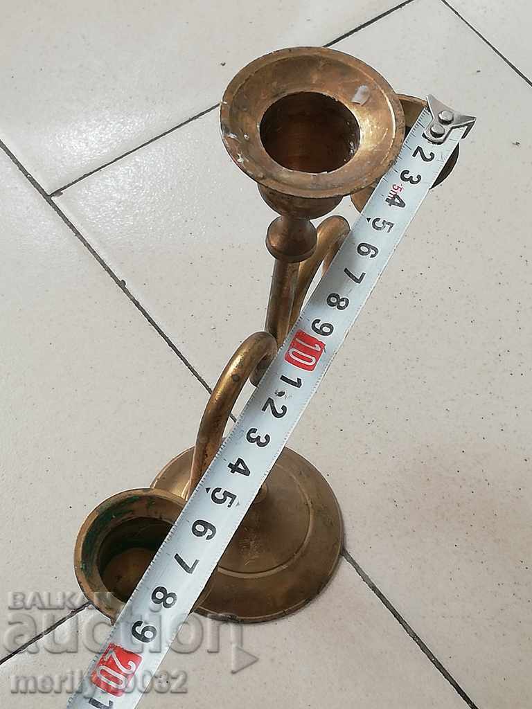 An old candle made of brass candle, candelabra - 7