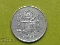 25 сентавос Мексико 1951 Сребро