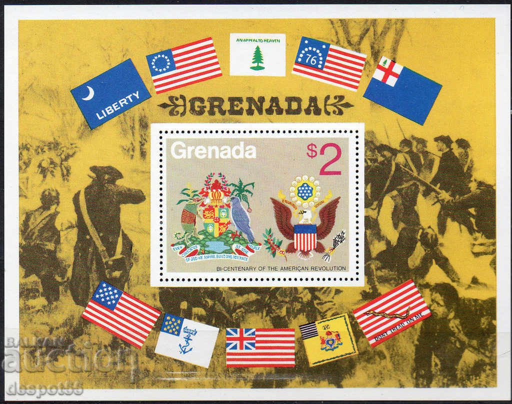 1975. Grenada. 200 de ani de la Revoluția Americană. Block.