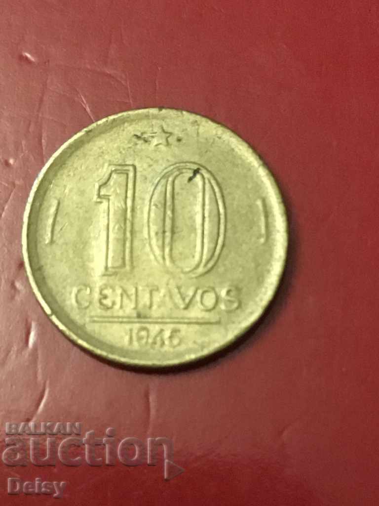 Бразилия 10 центавос 1945г.