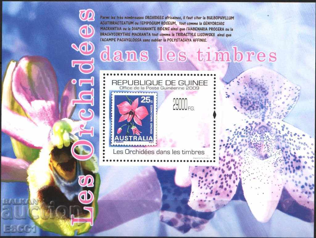 Чист блок Флора Цветя Орхидеи Марка на марка 2009 Гвинея