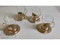 Yen Glass Tea Cups with Coaster and Saucers