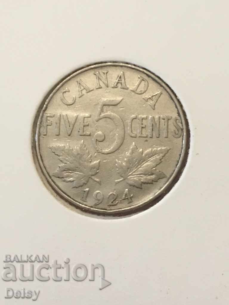 Канада 5 цента 1924г.