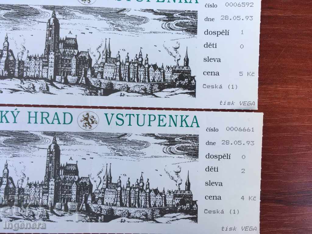 БИЛЕТ, БИЛЕТИ ЧЕХИЯ-1993-2 БР с цена 5.00 лв. | € 2.56 БИЛЕТ, БИЛЕТИ ЧЕХИЯ-1993-2 БР с цена 5.00 лв. | € 2.56