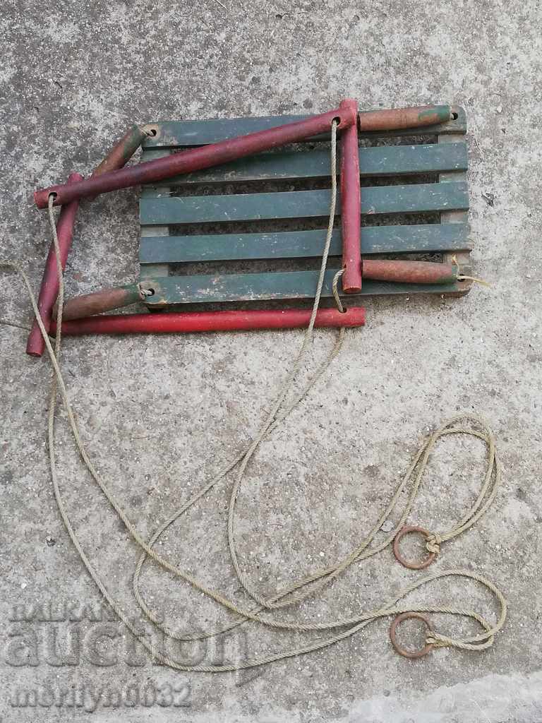 Old child swing primitive with the original wooden dyes - 6 Old child swing primitive with the original wooden dyes - 6