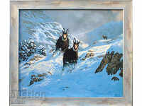 Wild goats, framed picture