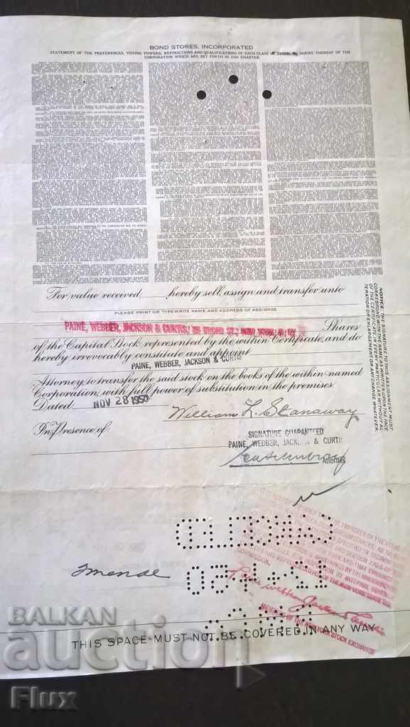 Livrarea Certificat de partajare Magazine de obligațiuni, încorporate | 1950