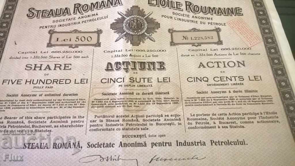 Action for 500 lei Steaua Romana | 1925 - 5 Action for 500 lei Steaua Romana | 1925 - 5