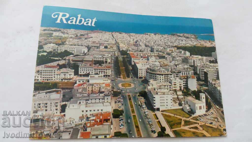 Postcard Rabat Aerial view of Mohamed V's Avenue
