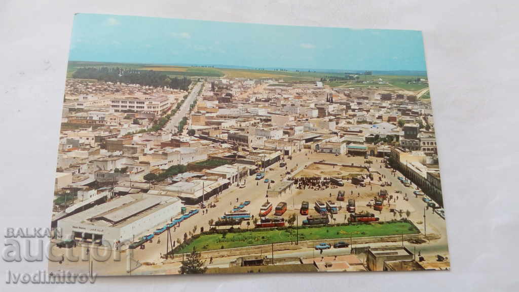 Postcard Settat Aerial view Mohamed V Square 1984
