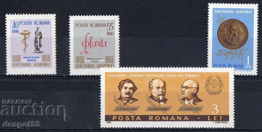 1966. Romania. 100 years Romanian Academy of Sciences.