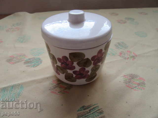 SUGAR BOWL WHITE CERAMIC FROM THE SOCIALIST ERA - 10 x 8 cm /without the lid/ SUGAR BOWL WHITE CERAMIC FROM THE SOCIALIST ERA - 10 x 8 cm /without the lid/